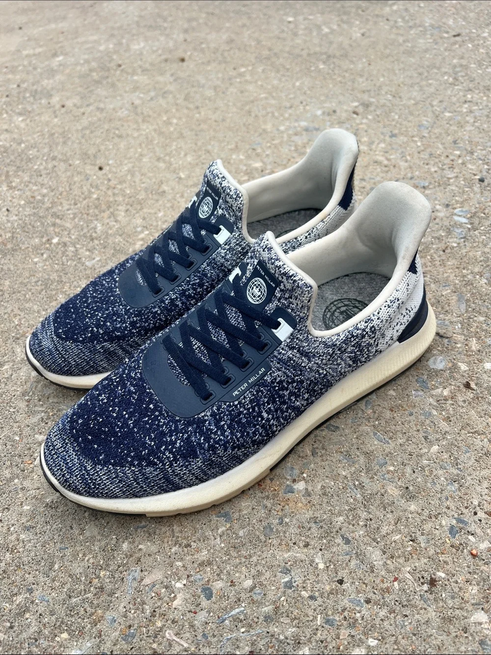 Peter Millar Men’s Knit Sneakers in Navy and Cream